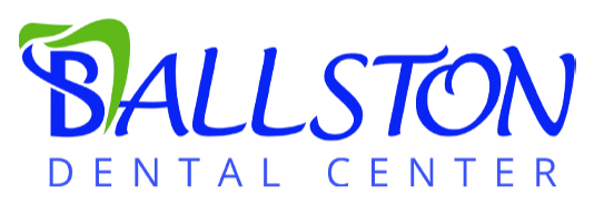 The image features a logo with text reading Ballston Dental Center against a light background, accompanied by a stylized graphic element resembling a smile.